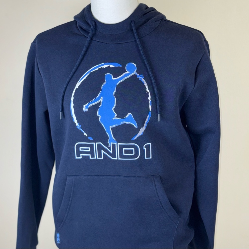 ANDI Men's Small Sweatshirt Dark Blue Graphic Hoodie